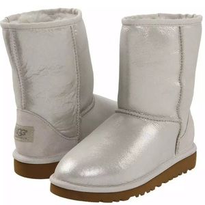 UGG Glitter Boots Cloud Silver Youth 6 Women 8 NEW
